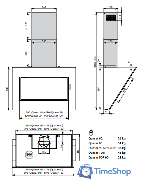 Кухонная вытяжка Falmec Quasar Green-Tech 90 800 м3/ч (черный) - Изображение №4 — Интернет-магазин Time-Shop