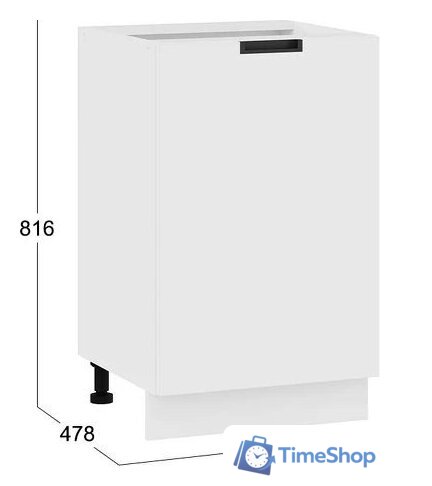 Шкаф напольный Трия Гренада с одной дверью 1Н5 (белый/холст белый) - Изображение №3 — Интернет-магазин Time-Shop