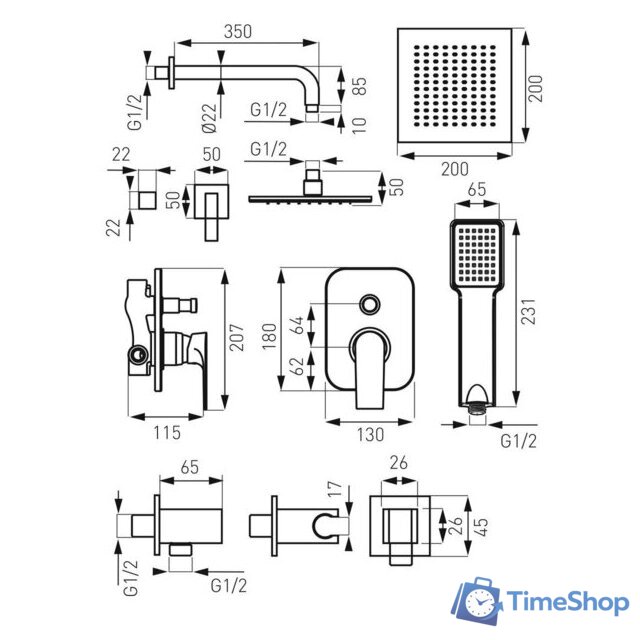 Душевая система  Ferro Algeo Set BAG7P-SET1-S - Изображение №2 — Интернет-магазин Time-Shop