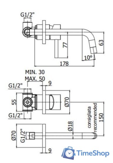 Смеситель Paffoni LIG006HGSP70 - Изображение №2 — Интернет-магазин Time-Shop