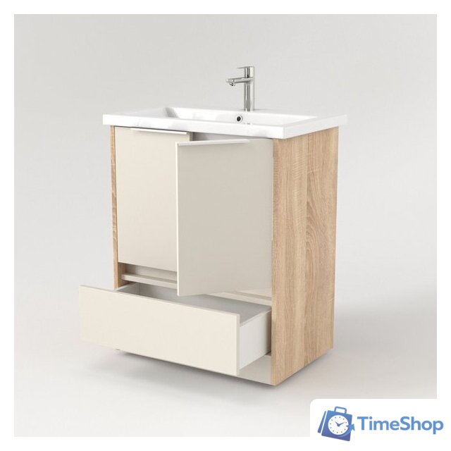  Дабер Тумба под умывальник 017 Andrea Elen 80 Т17.8А.0.21Б (дуб галифакс/белый/ручка белая) - Изображение №2 — Интернет-магазин Time-Shop