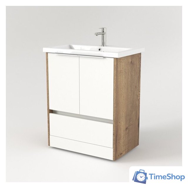  Дабер Тумба под умывальник 017 Andrea Elen 80 Т17.8А.0.21Б (дуб галифакс/белый/ручка белая) - Изображение №3 — Интернет-магазин Time-Shop