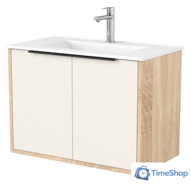  Дабер Тумба под умывальник 018 WeltWasser Deilbach 7517-60 Т18.6W.0.18Ч (бежевый/дуб бардолино/ручка черная) - Изображение №1 — Интернет-магазин Time-Shop