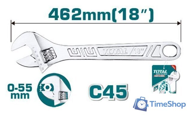 Ключ разводной Total THT1010183 - Изображение №2 — Интернет-магазин Time-Shop