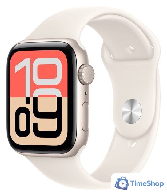 Умные часы Apple Watch SE 3 44 мм (алюминиевый корпус, звездный свет/звездный свет, спортивный силиконовый ремешок S/M) - Изображение №1 — Интернет-магазин Time-Shop