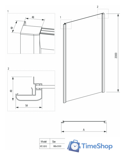 Душевая стенка Deante Cynia 90 KTC 031S (хром/прозрачное) - Изображение №2 — Интернет-магазин Time-Shop