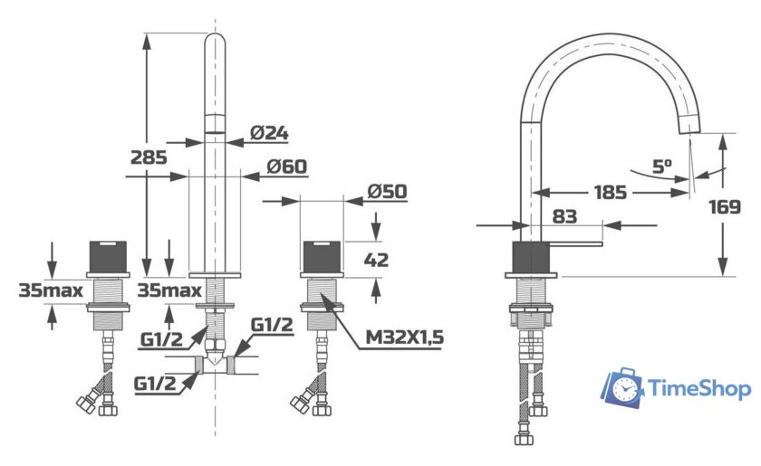Смеситель Maxonor Pure Life PL1387-8 - Изображение №6 — Интернет-магазин Time-Shop