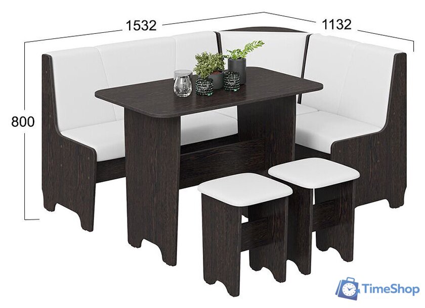 Обеденная группа Трия Техас исп. 1 (венге/экокожа белый) - Изображение №2 — Интернет-магазин Time-Shop