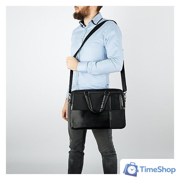 Мужская сумка Poshete 249-8230-8-BLK (черный) - Изображение №2 — Интернет-магазин Time-Shop