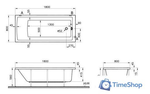 Ванна Vitra 55840001000 - Изображение №6 — Интернет-магазин Time-Shop