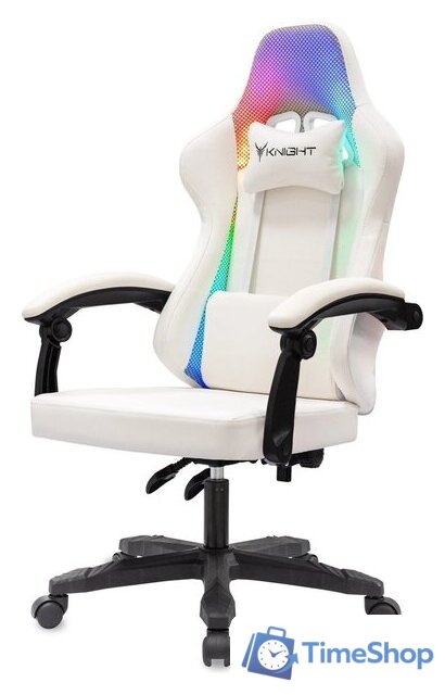 Игровое (геймерское) кресло Knight Wolf RGB (белый) - Изображение №3 — Интернет-магазин Time-Shop