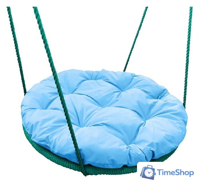 Подвесное кресло M-Group Гнездо в оплетке 1.2м 17069903 (голубая подушка) - Изображение №1 — Интернет-магазин Time-Shop