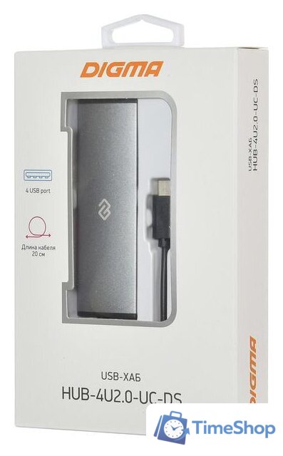 USB-хаб Digma HUB-4U2.0-UC-DS - Изображение №6 — Интернет-магазин Time-Shop