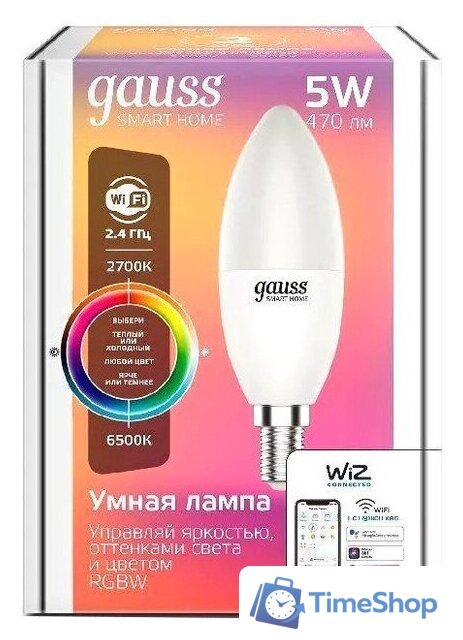 Светодиодная лампочка Gauss Smart Home E14 5 Вт 2700-6500K 1190112 - Изображение №1 — Интернет-магазин Time-Shop