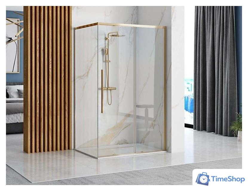 Душевой уголок Rea Solar 100x80 (золото/прозрачное стекло) - Изображение №4 — Интернет-магазин Time-Shop