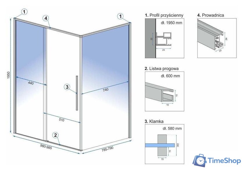 Душевой уголок Rea Solar 100x80 (золото/прозрачное стекло) - Изображение №8 — Интернет-магазин Time-Shop