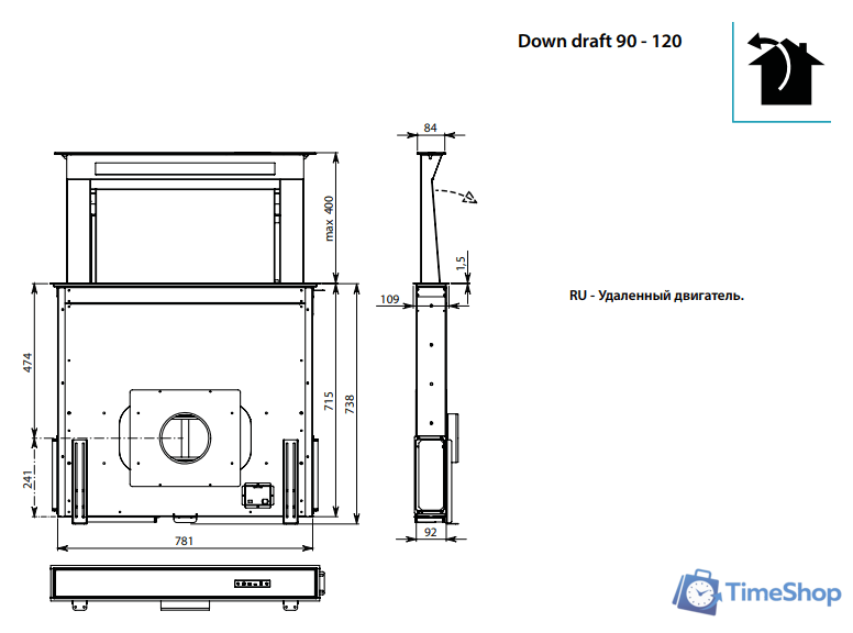 Кухонная вытяжка Falmec Down Draft Design+ 120 (черный) - Изображение №5 — Интернет-магазин Time-Shop