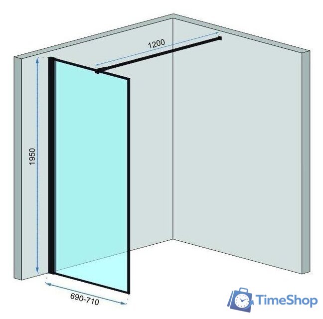 Душевая стенка Rea Bler 70 (черный/прозрачное стекло) - Изображение №3 — Интернет-магазин Time-Shop