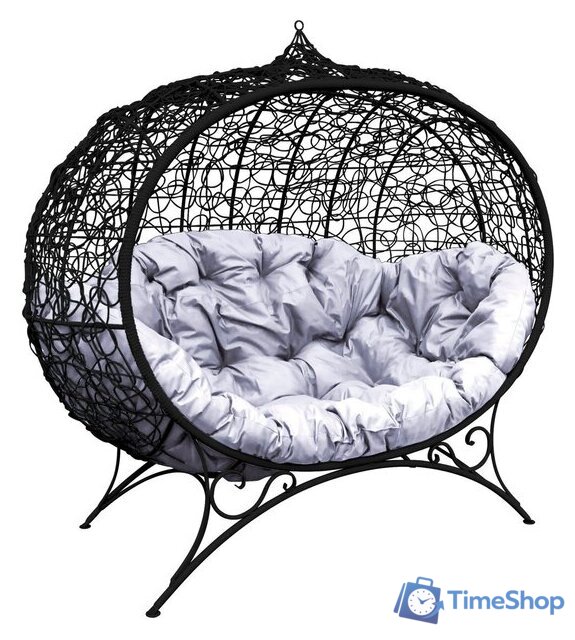 Садовый диван M-Group Улей на ножках 11220409 (черный ротанг/серая подушка) - Изображение №1 — Интернет-магазин Time-Shop