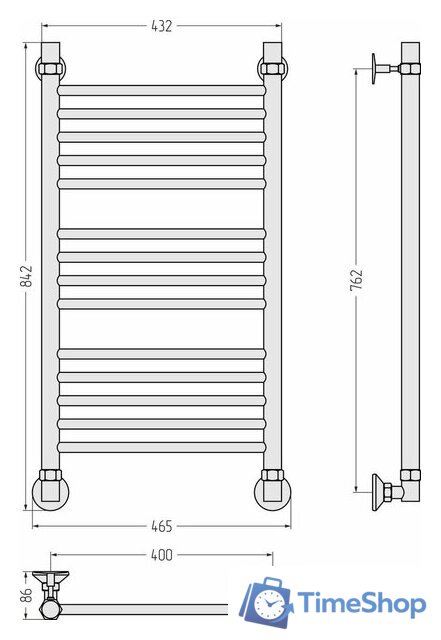 Полотенцесушитель Сунержа Аксиома-10 80x40 00661-8040 - Изображение №3 — Интернет-магазин Time-Shop
