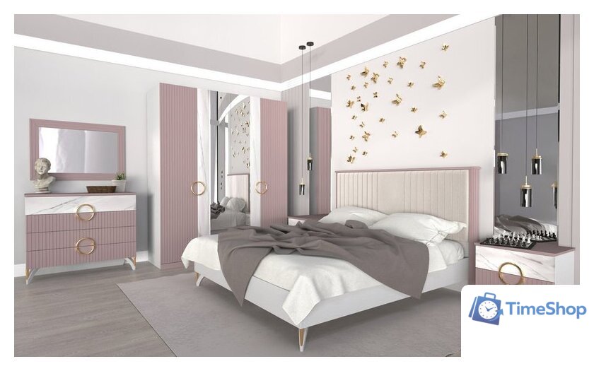 Кровать ФорестДекоГрупп Никея 160 (пудра) - Изображение №3 — Интернет-магазин Time-Shop