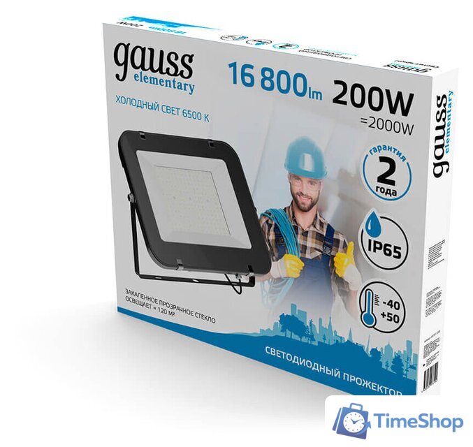 Уличный прожектор Gauss Elementary 200W 6500К 691511200 - Изображение №2 — Интернет-магазин Time-Shop