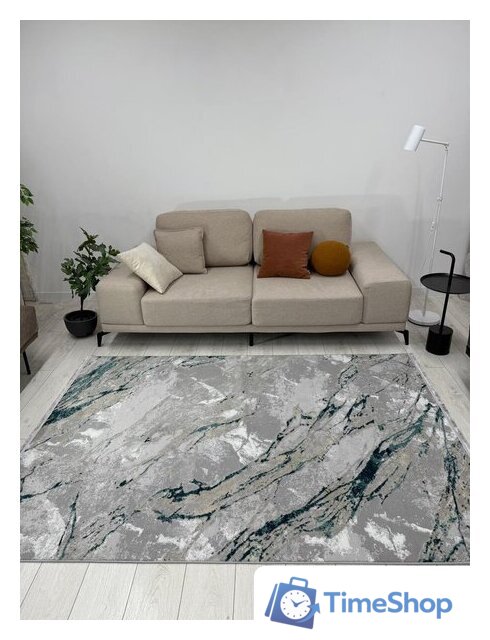 Ковер для жилой комнаты Radjab Carpet Афина Прямоугольник 9012A 12867RK (3x5, Grey/D.Green) - Изображение №3 — Интернет-магазин Time-Shop