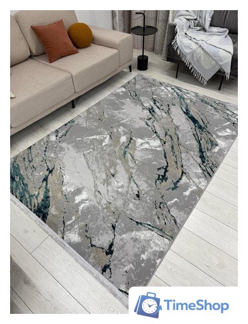 Ковер для жилой комнаты Radjab Carpet Афина Прямоугольник 9012A 12867RK (3x5, Grey/D.Green) - Изображение №2 — Интернет-магазин Time-Shop