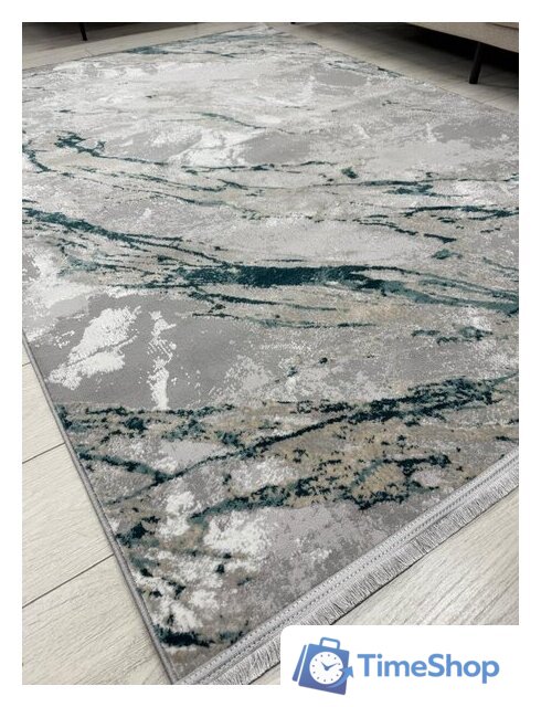 Ковер для жилой комнаты Radjab Carpet Афина Прямоугольник 9012A 12867RK (3x5, Grey/D.Green) - Изображение №5 — Интернет-магазин Time-Shop