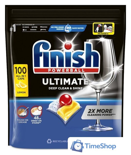 Капсулы для посудомоечной машины Finish Powerball Ultimate All In 1 Лимон (100 шт) - Изображение №1 — Интернет-магазин Time-Shop