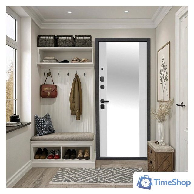 Металлическая дверь Guard Зеркало серебристый/белый матовый (96x205, левая) - Изображение №4 — Интернет-магазин Time-Shop