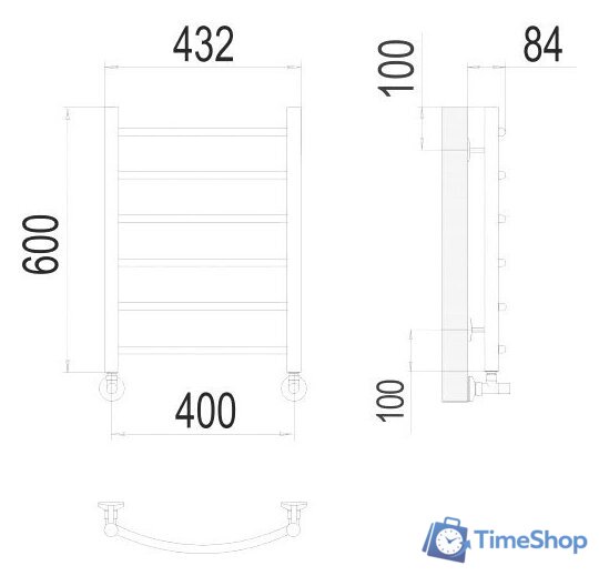 Полотенцесушитель TERMINUS Классик П6 400x600 нп (хром) - Изображение №3 — Интернет-магазин Time-Shop