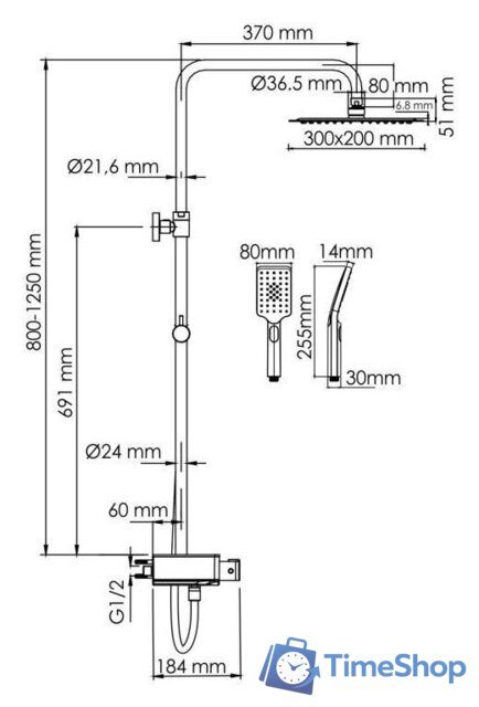 Душевая система  Wasserkraft A113.119.126.CH Thermo - Изображение №3 — Интернет-магазин Time-Shop