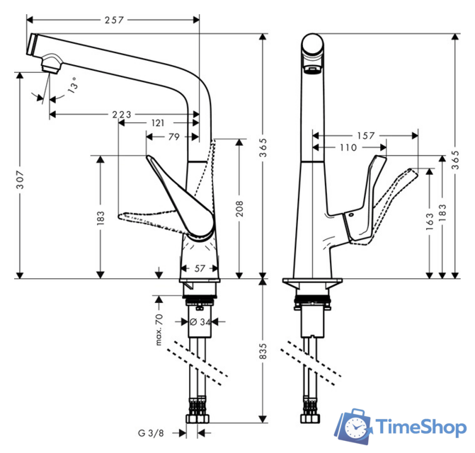 Смеситель Hansgrohe Metris Select 14883800 - Изображение №13 — Интернет-магазин Time-Shop