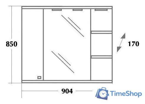  Onika Шкаф с зеркалом Эльбрус 90.02 правый (белый) [209004] - Изображение №3 — Интернет-магазин Time-Shop