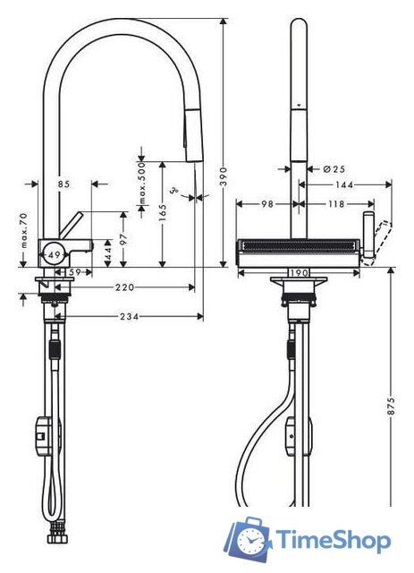 Смеситель Hansgrohe Aquno Select M81 73837800 (стальной) - Изображение №10 — Интернет-магазин Time-Shop