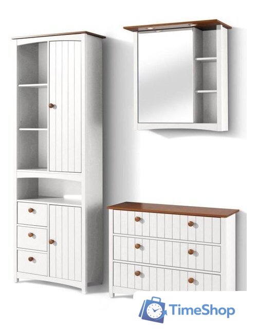  Диприз Шкаф с зеркалом Paula Д.73045.1 (белый воск/черри) - Изображение №2 — Интернет-магазин Time-Shop