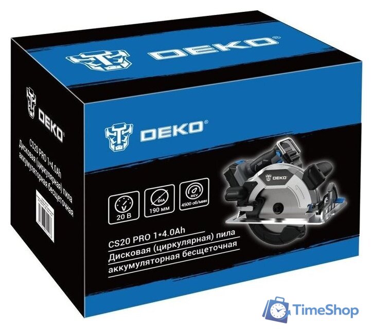 Дисковая (циркулярная) пила Deko CS20 PRO 084-1157 (с 1-им АКБ) - Изображение №5 — Интернет-магазин Time-Shop