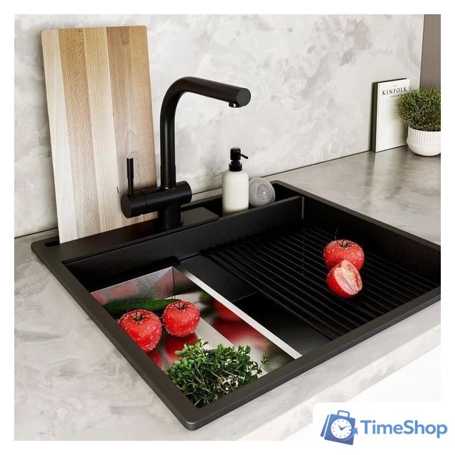Кухонная мойка Globalo Silvano 60.1 Black/BL Mat - Изображение №2 — Интернет-магазин Time-Shop