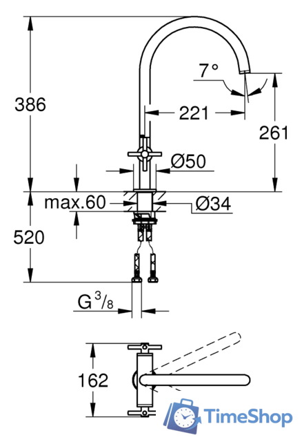 Смеситель Grohe Atrio 30362000 (хром) - Изображение №2 — Интернет-магазин Time-Shop