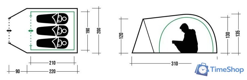 Кемпинговая палатка Trek Planet Bergamo 3 (зеленый) - Изображение №11 — Интернет-магазин Time-Shop