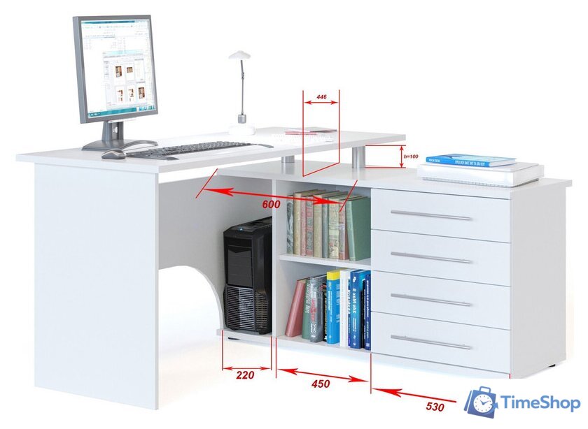 Стол Сокол КСТ-109 правый (дуб делано) - Изображение №2 — Интернет-магазин Time-Shop