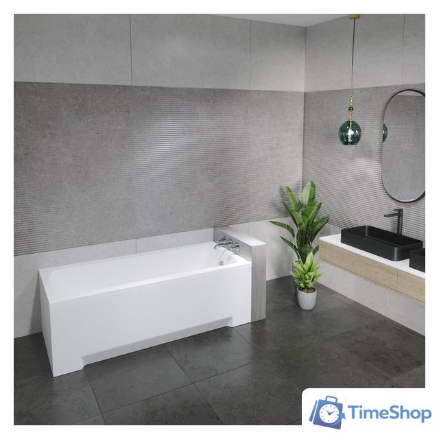 Ванна Lauter Bianca 140 21207140 (с ножками, серым подголов.,белым лиц. и торц.экраном) - Изображение №12 — Интернет-магазин Time-Shop