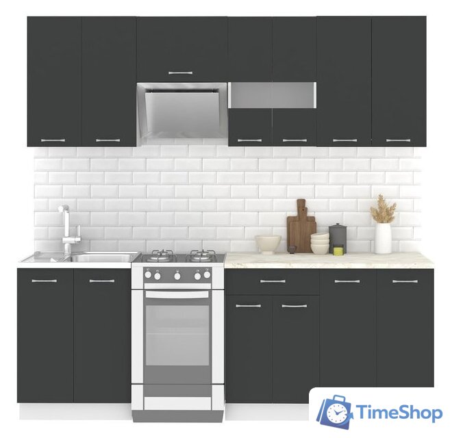 Готовая кухня Mio Tesoro Экстра-лайт 2.2 (антрацит/королевский опал) - Изображение №1 — Интернет-магазин Time-Shop