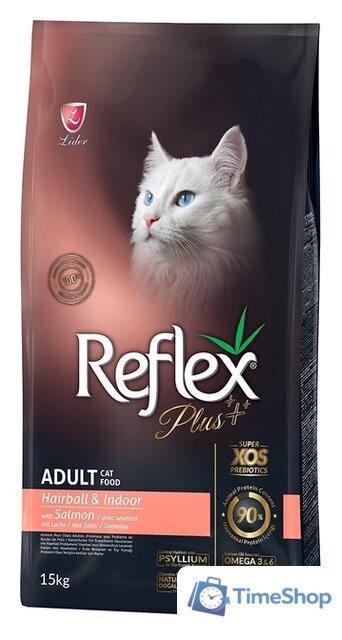 Сухой корм для кошек Reflex Plus Hairball с лососем и курицей (15 кг) - Изображение №1 — Интернет-магазин Time-Shop