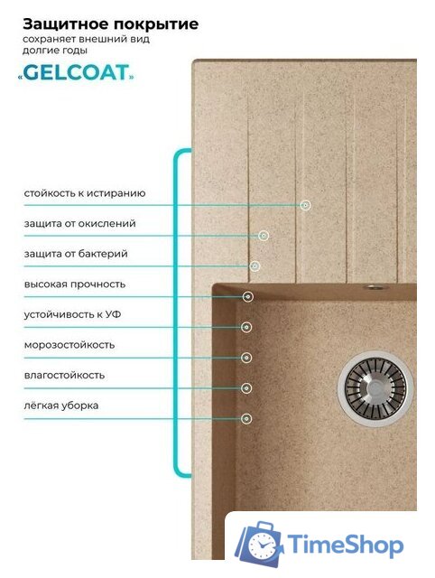 Кухонная мойка Polygran Deka 780 (песочный) - Изображение №10 — Интернет-магазин Time-Shop