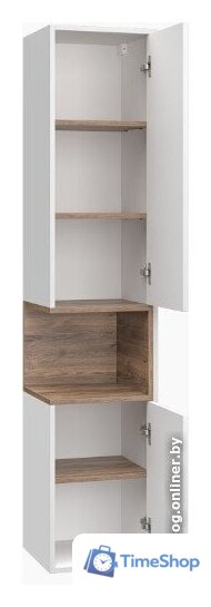  Brevita Шкаф-пенал для ванной Bergen 35 BER-05035-01-19-ПоП (белый/темное дерево) - Изображение №4 — Интернет-магазин Time-Shop