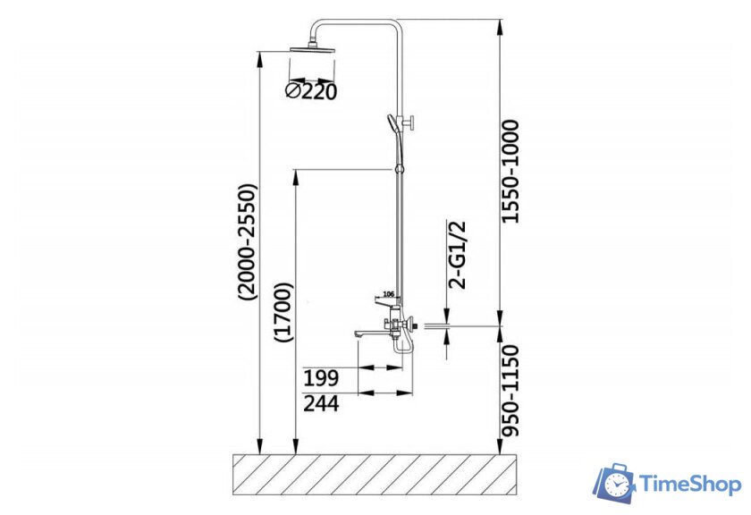 Душевая система  Wisent W35105 - Изображение №7 — Интернет-магазин Time-Shop