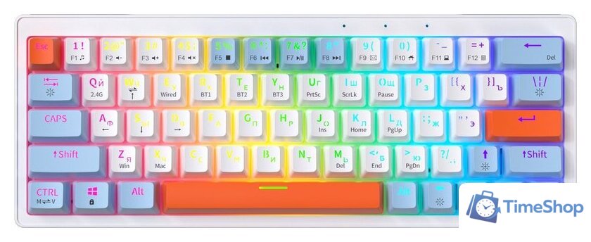 Клавиатура JEGG ZA63 Pro White Blue Orange (TNT Yellow) - Изображение №1 — Интернет-магазин Time-Shop