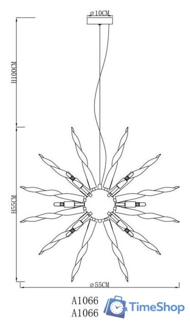 Подвесная люстра Arte Lamp Bella A1066SP-12PB - Изображение №2 — Интернет-магазин Time-Shop